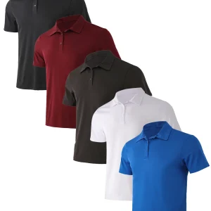 5-piece men's summer solid color polo shirt