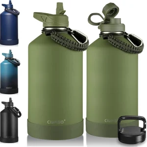 128 oz Stainless Steel Insulated Water Bottle with 3 Lids